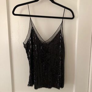 Black Sequin Free People Tank Sz. M